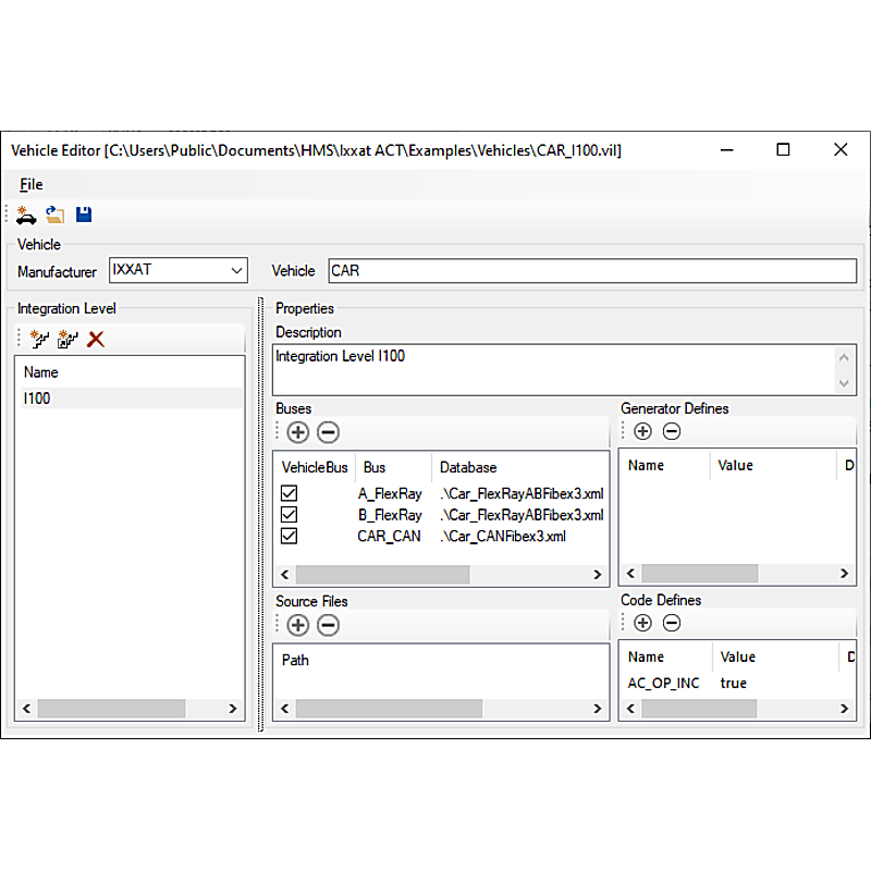 Ixxat Automotive Configuration Tool (ACT) - Vehicle Editor