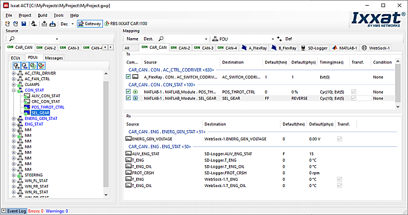 Ixxat Automotive Configuration Tool (ACT) - Gateway