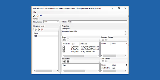 Ixxat Automotive Configuration Tool (ACT) - Vehicle Editor