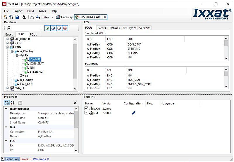 Ixxat Automotive Configuration Tool (ACT) - Residual Bus Simulation (RBS)