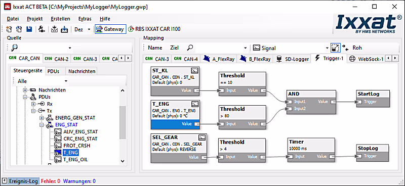 Ixxat Automotive Configuration Tool (ACT) - Trigger