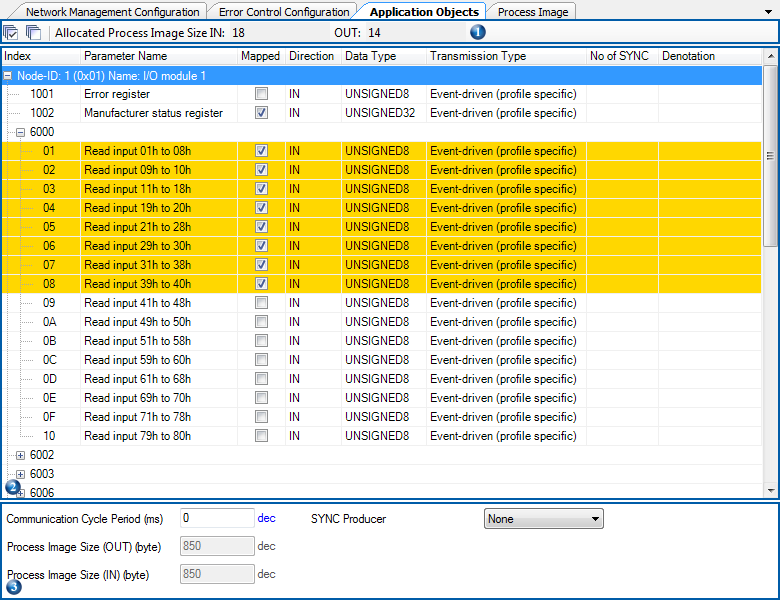 Ixxat CANopen Configuration Studio - Application Objects