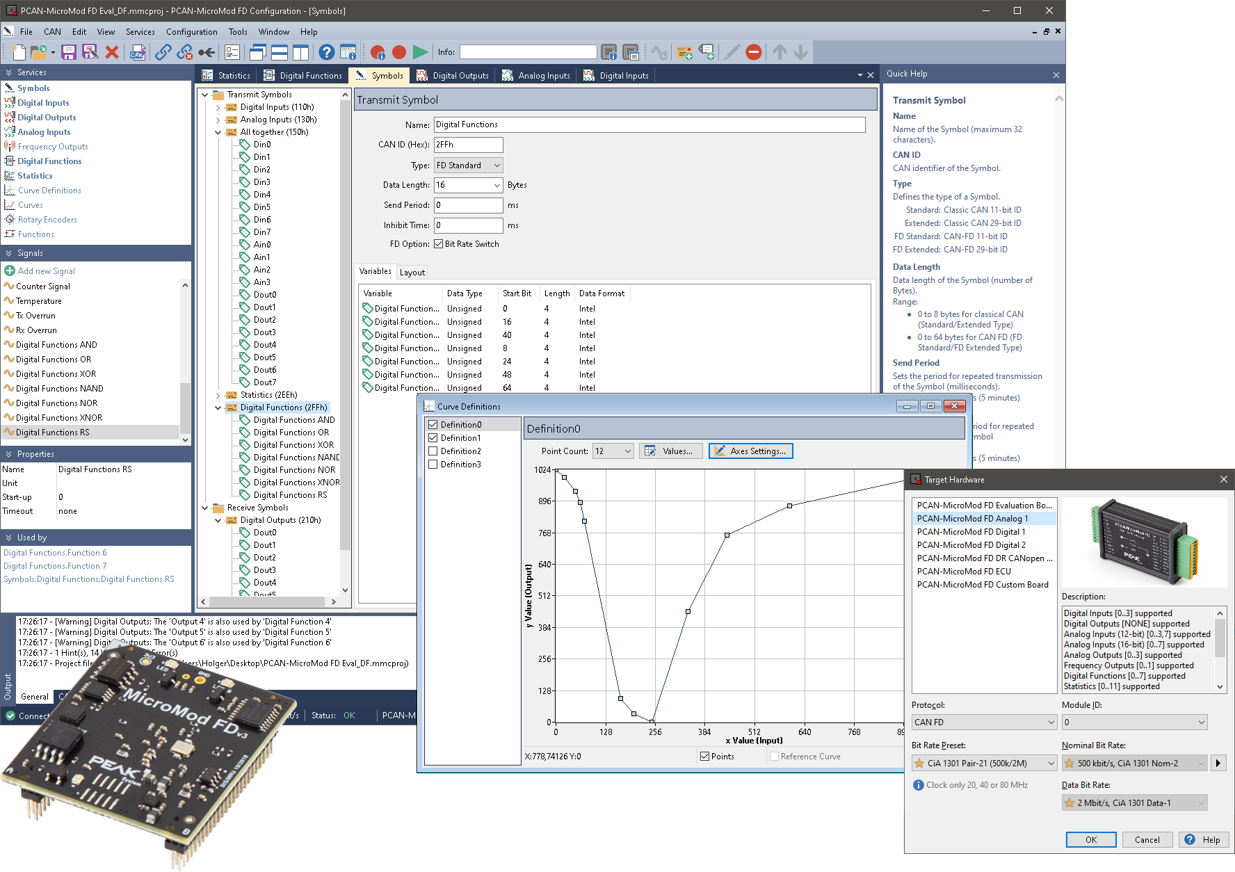 PCAN-MicroMod FD Digital Configuratie