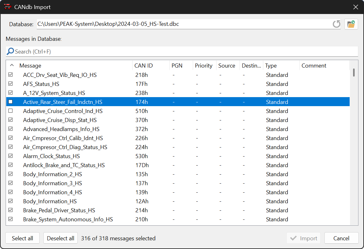 PCAN-Explorer 7 - CANdb Import Add-in